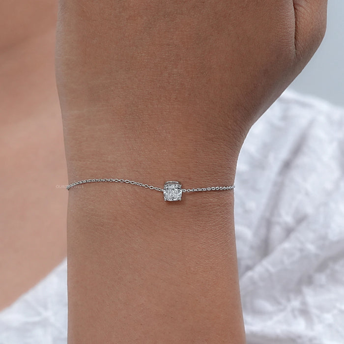 Cushion Cut Lab Grown Diamond Solitaire Bracelet