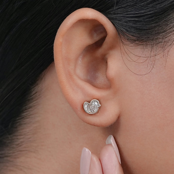 Duck Cut Lab Diamond Bezel Set Stud Earrings