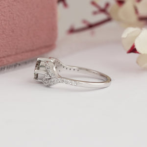 Side View of Olive Round Diamond Dainty Ring 