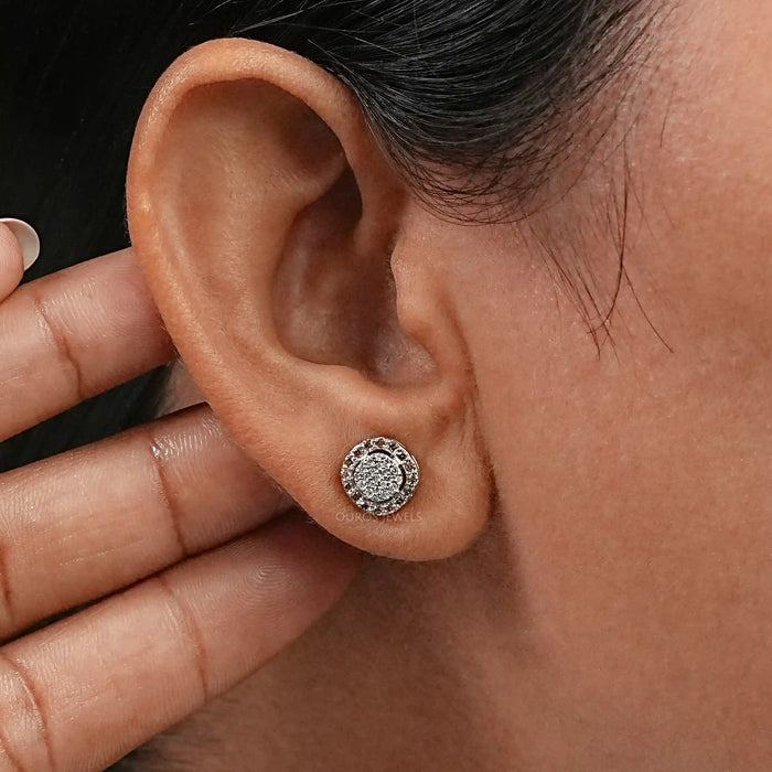 Pave Set Diamond Stud Earrings