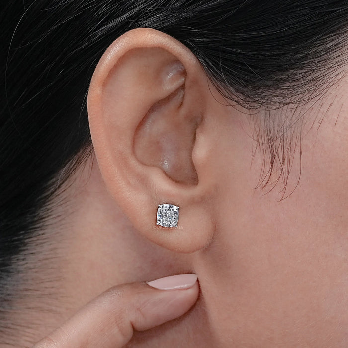 Square Cushion Cut Lab Diamond Solitaire Stud