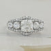 square old mine cushion diamond five stone halo engagement ring's front view