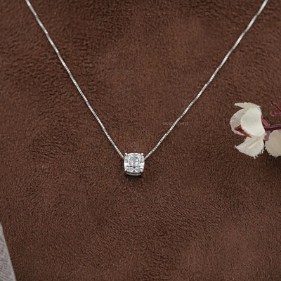 Square Old Mine Cushion Lab Diamond Solitaire Pendant