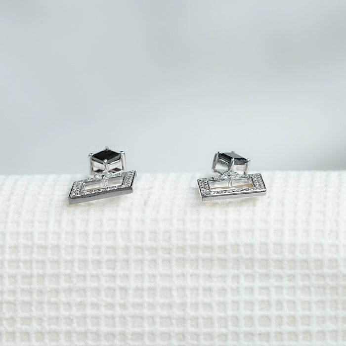 Black Princess Cut Lab Diamond Drop Earrings