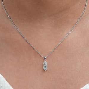 Step Cut Arrow Lab Diamond Halo Pendant