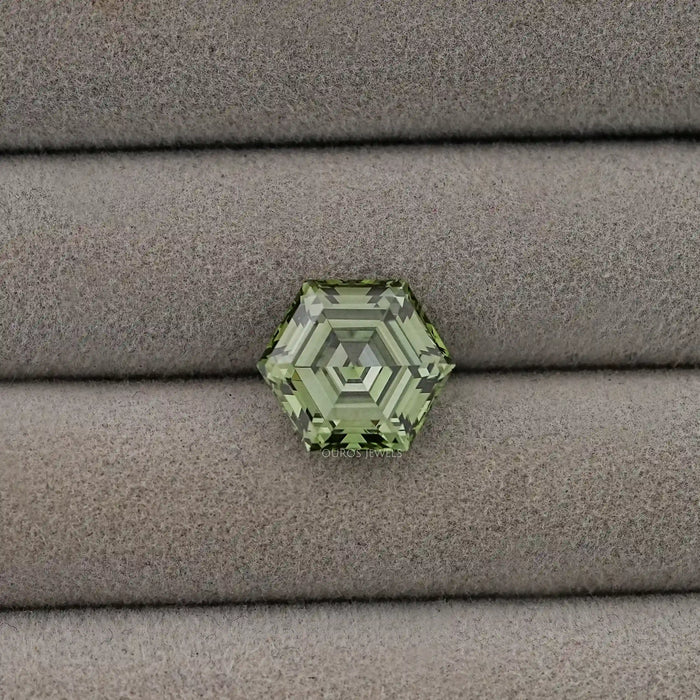 Fancy Vivid Green Step Cut Hexagonal Loose Diamond