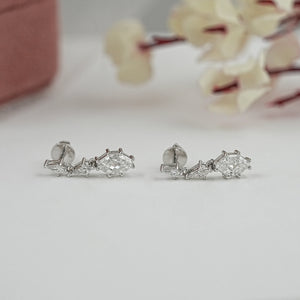 Step Cut Shield Diamond Dangle Earrings