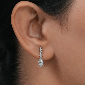 Step Cut Shield Diamond Dangle Earrings