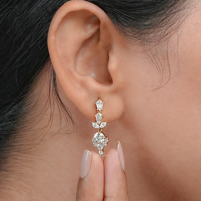 Multi Diamond  Dangle Earring