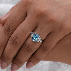 old mine cushion blue diamond ring 