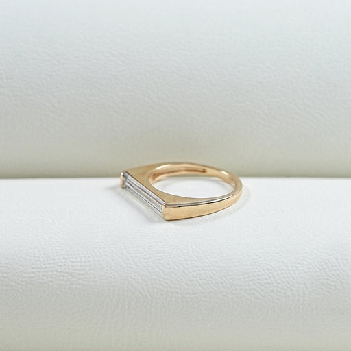 side view of east west baguette lab diamond solitaire engagement ring