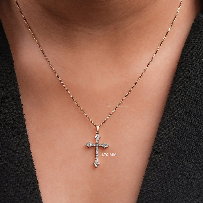 Round Lab Grown Diamond Cross Pendant 