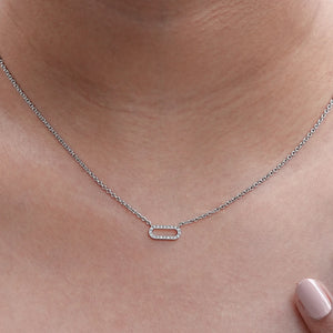 Diamond Open Rectangular Link Pendant