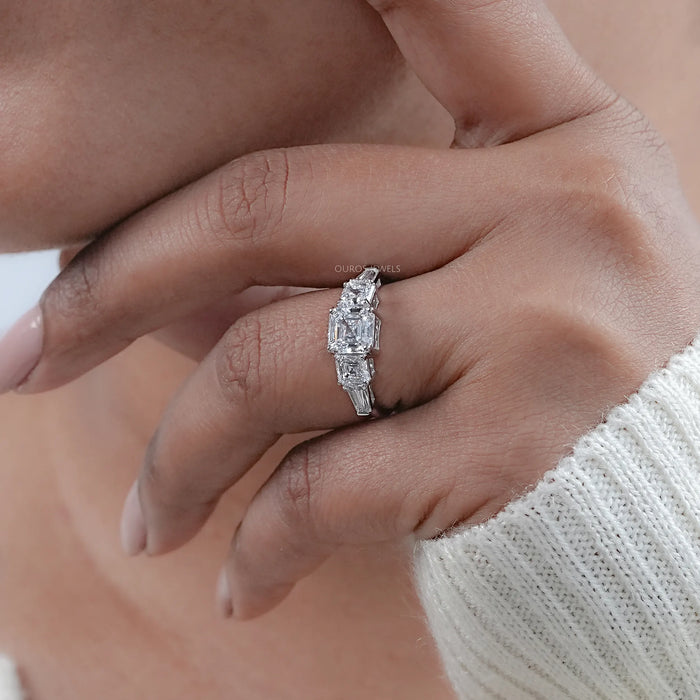 Five Stone Asscher Diamond Engagement Ring