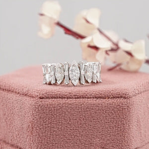 marquise diamond half eternity band