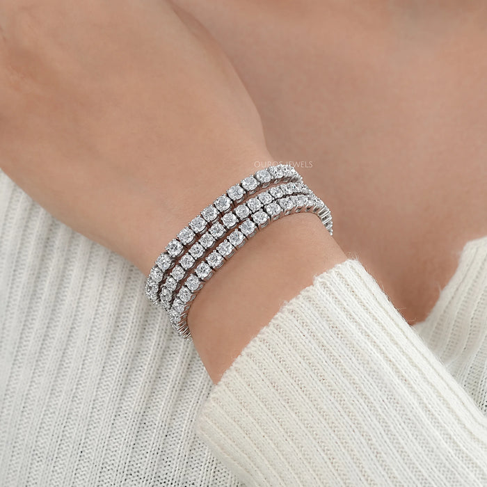 Round Shape Lab Grown Diamond Bracelet with 8.00 | 9.00 | 10.00 TCW