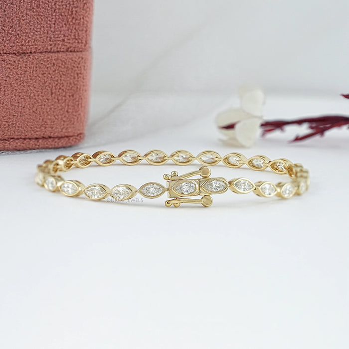 Marquise Cut Lab Diamond White Gold Tennis Bracelet Bracelet