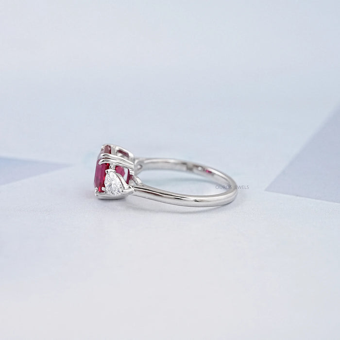 Rubin und Diamant Drei Stein Ring