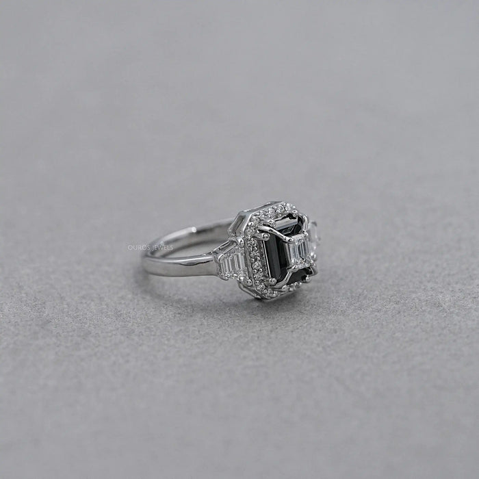 Three Stone Emerald Cut Lab Diamond Ring