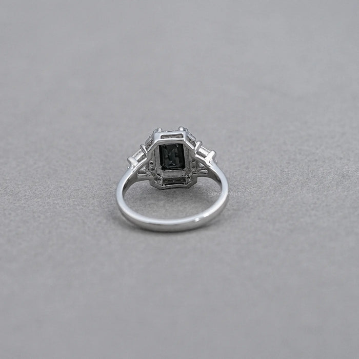 Three Stone Emerald Cut Lab Diamond Ring