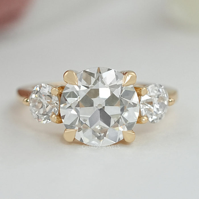 Three Stone OEC Round Cut Lab Grown Engagement Ring