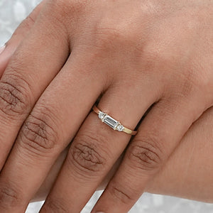 Baguette Cut Lab Diamond Dainty Ring