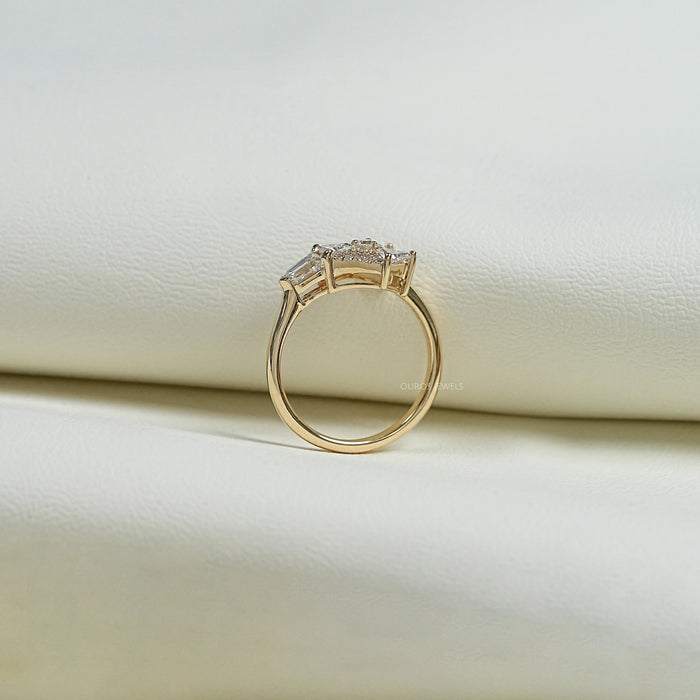 Step Cut Arrow And Round Lab Diamond Anniversary Ring