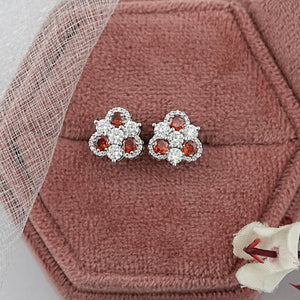 Red Ruby Three Stone Stud