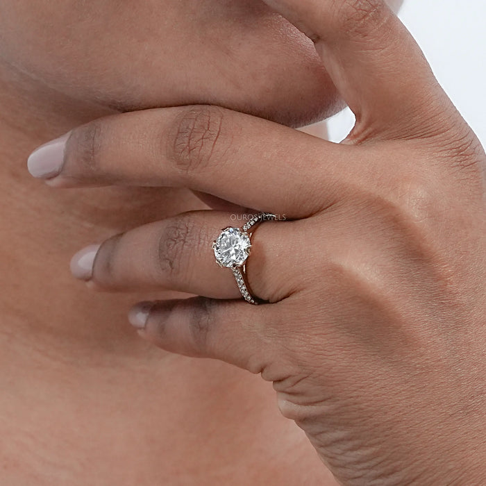 Round  Cut  Lab Diamond Tulip Engagement Ring