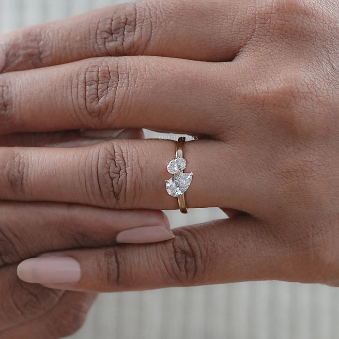 Oval And Pear Lab Diamond Toi Et Moi Ring