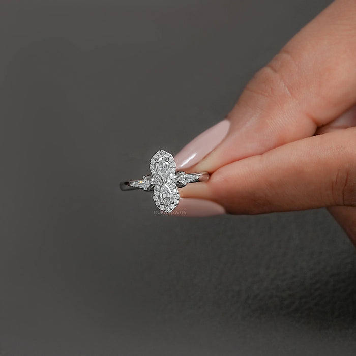 Two Stone  Step Cut Pear Lab Diamond  Ring