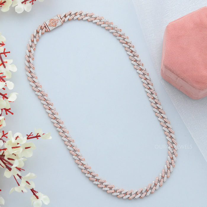 Herren-Halskette Miami Cuban Im Zweifarbigen Design Mit Rundem Schliff