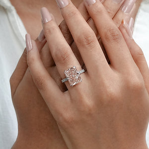 Pink Radiant Cut Solitaire Accent Engagement Ring