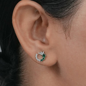 Green Gemstone Spiral Stud Earrings