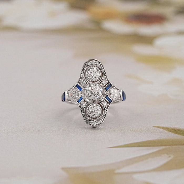 Art Deco Old European Round Cut Engagement Ring
