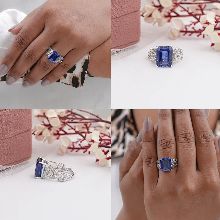 Emerald Cut Sapphire Engagement Ring