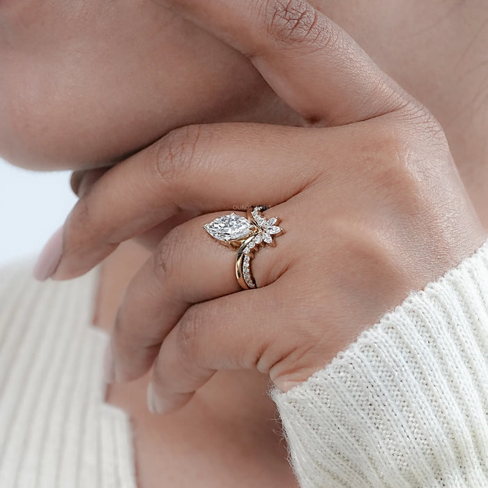 Marquise Cut Vintage Style Wedding Ring-Set