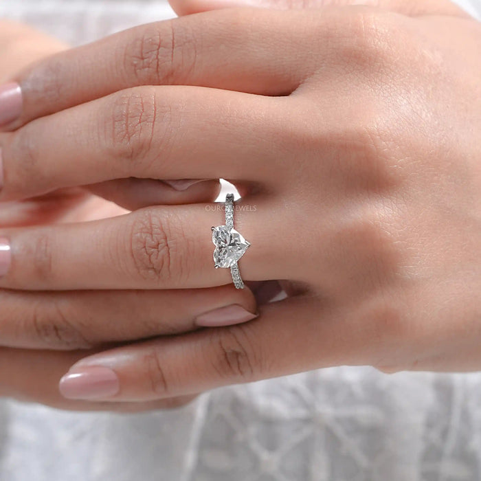 Certified Heart Shaped Diamond Solitaire Accent Ring