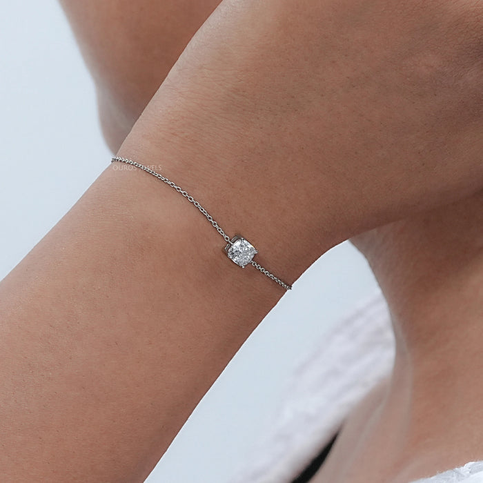 Cushion Cut Lab Grown Diamond Solitaire Bracelet