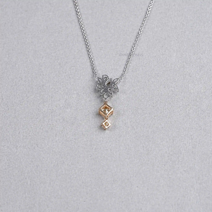 Cluster Diamond Yellow Asscher Cut Pendant