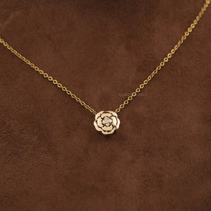 Chanel Camellia Flower Round Diamond Necklace