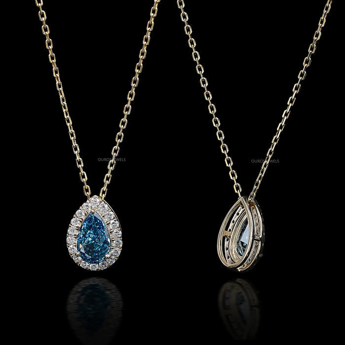 Blue Pear Lab Diamond Halo Pendant