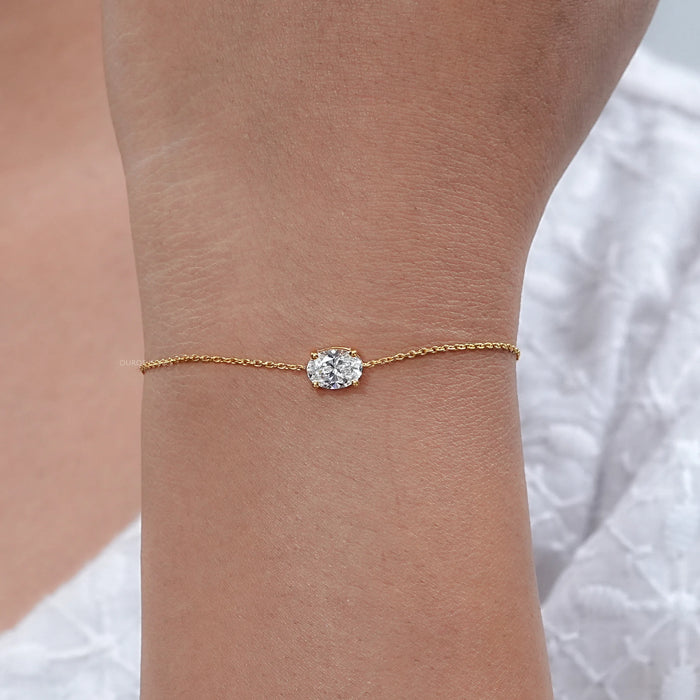 Oval Cut Lab Diamond Solitaire Chain Bracelet