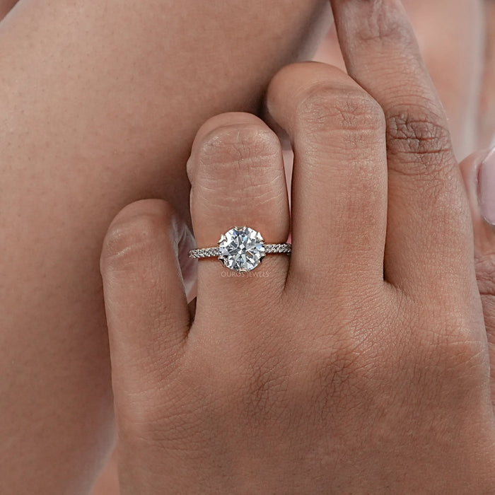 Round  Cut  Lab Diamond Tulip Engagement Ring