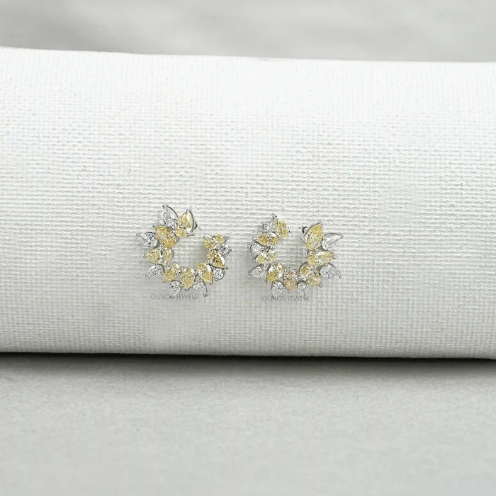 Yellow Pear Diamond Open Hoop Earrings