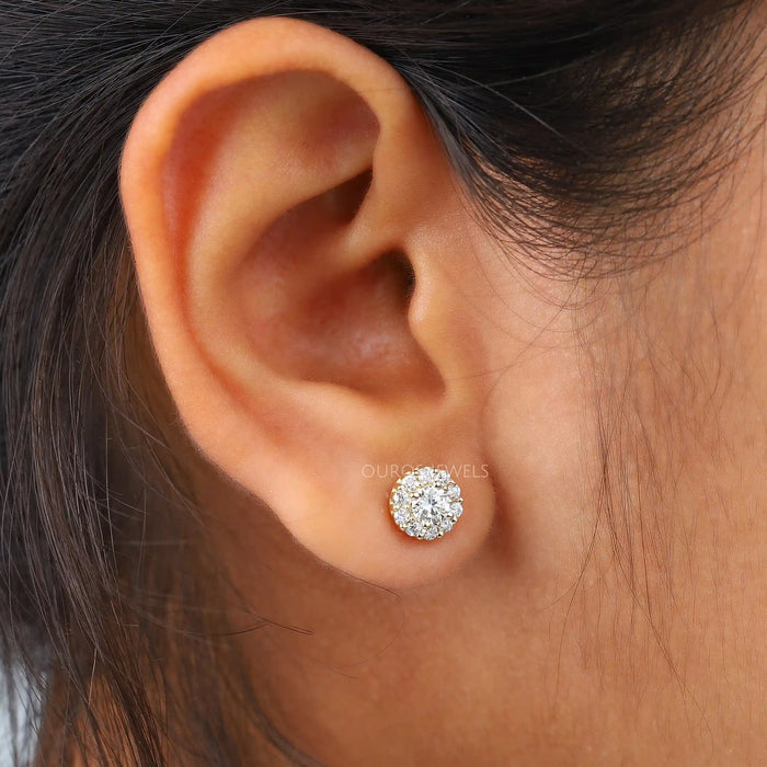 diamond halo stud earrings