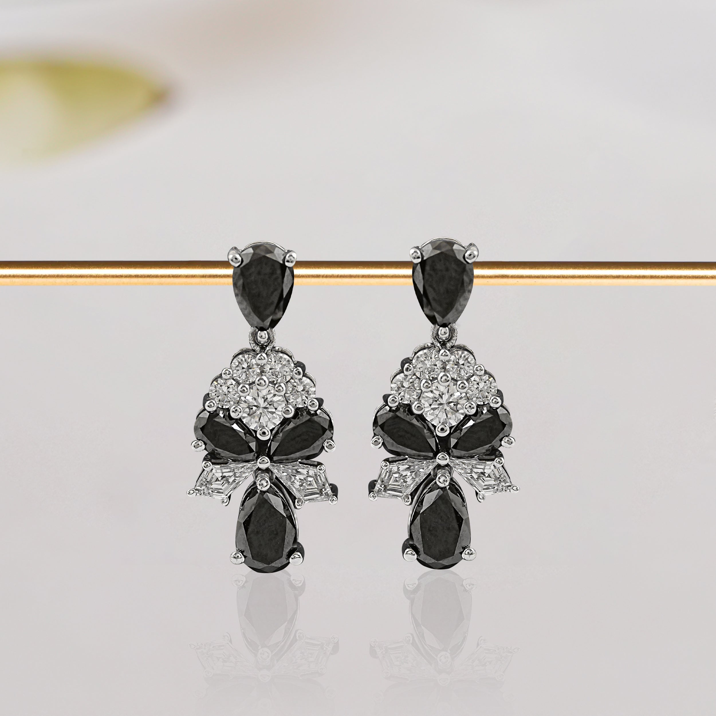 black pear diamond drop earrings