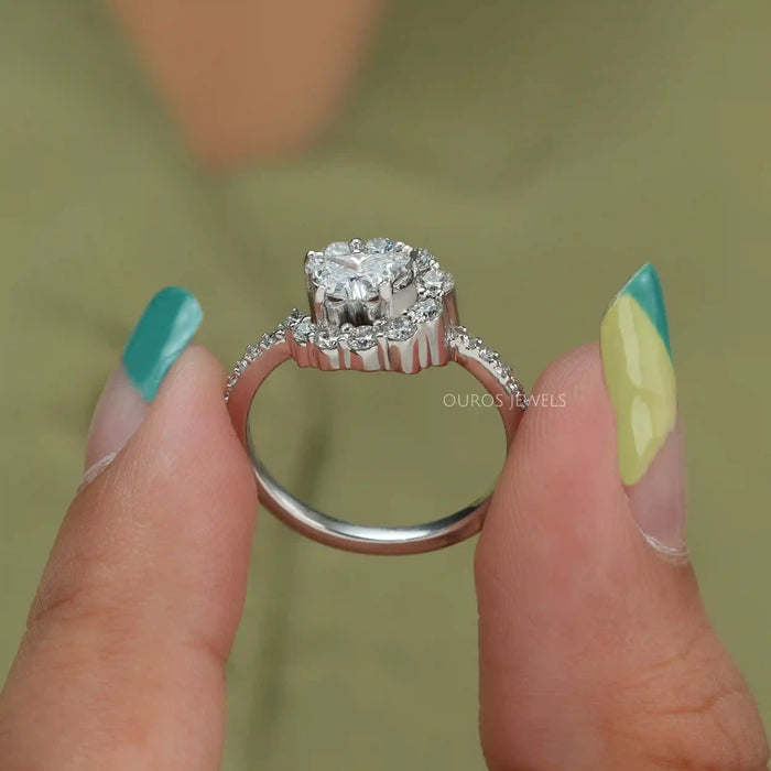 [A Women holding Butterfly Diamond Engagement Ring]-[Ouros Jewels]