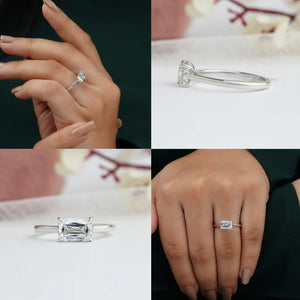 [Collage of Solitaire Criss Cut Engagement Ring]-[Ouros Jewels]