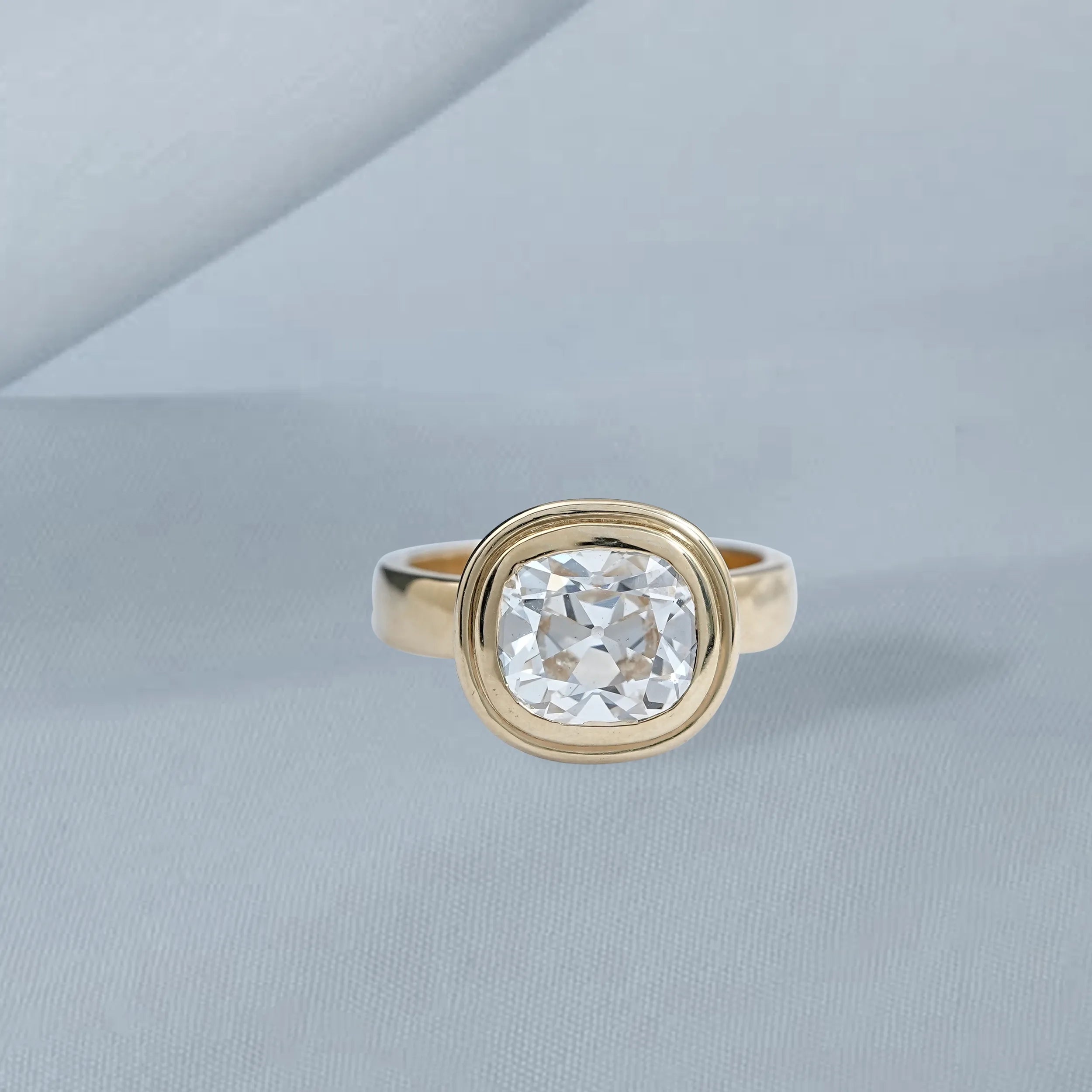 Old Mine Cushion Cut Bezel Set Ring